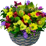 Композиция из цветов в корзине Калейдоскоп