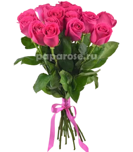 15 ярко розовых роз 60 см