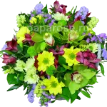 Композиция из цветов в корзине Калейдоскоп