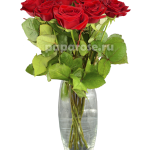 11 красных роз в вазе