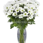 9 белых кустовых хризантем в вазе